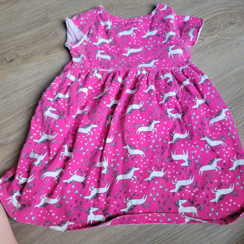 Wonder Nation Girls Dress 4T‎ Pink Unicorn Cotton Casual Playwear